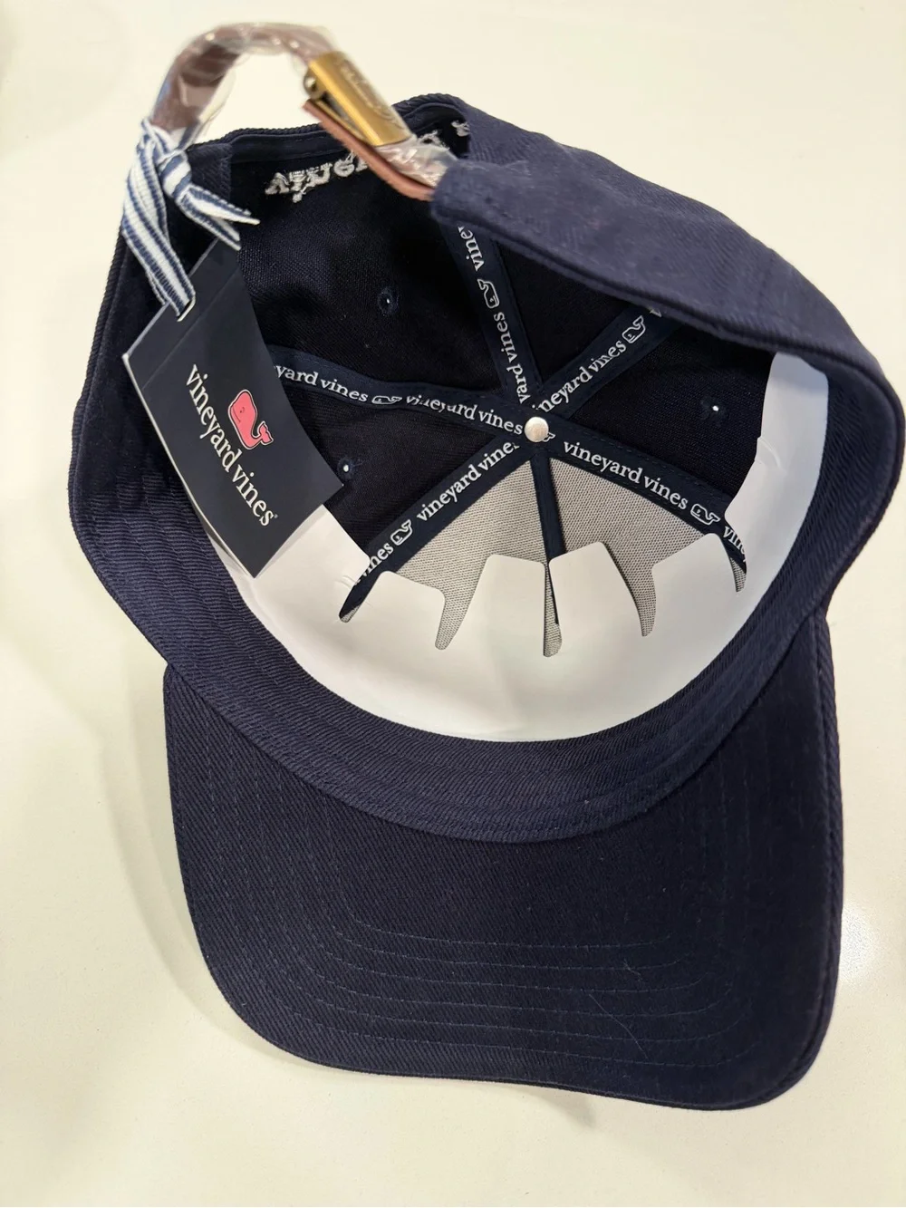 Vineyard Vines Kids Navy Baseball Hat with Embroidered American Flag